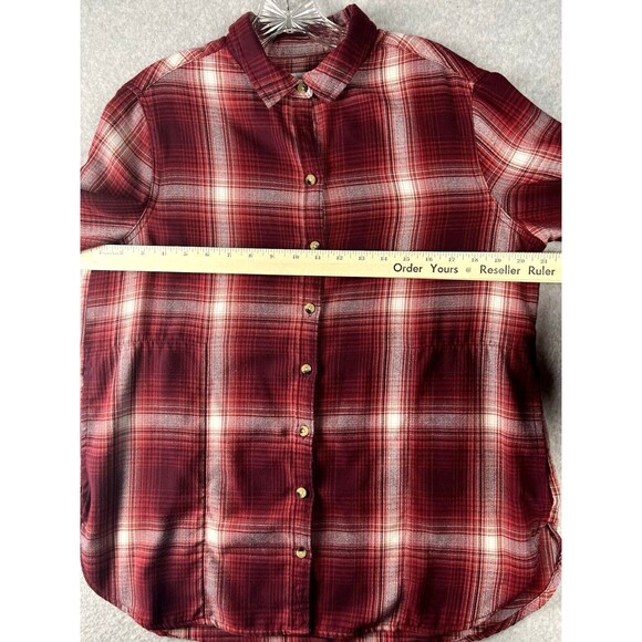 Jachs Girlfriend Shirt Womens Medium Red Flannel Button Up Outdoors Cabin - Picture 6 of 14